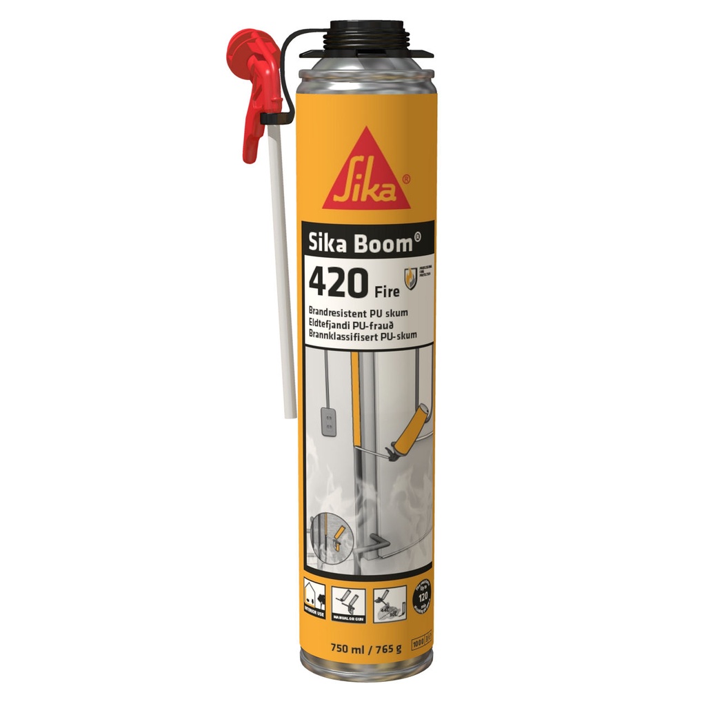 Sika Boom-420 Fire, Fire-Resistant Linear Joint Sealant, Interior, Red, 750 ml