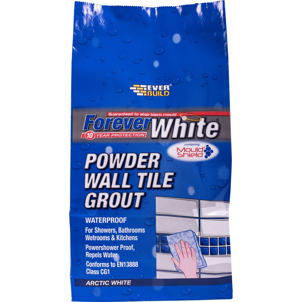 EVERBUILD FOREVER WHITE Powder Wall Tile Grout, Cement-based powdered grout, Arctic White