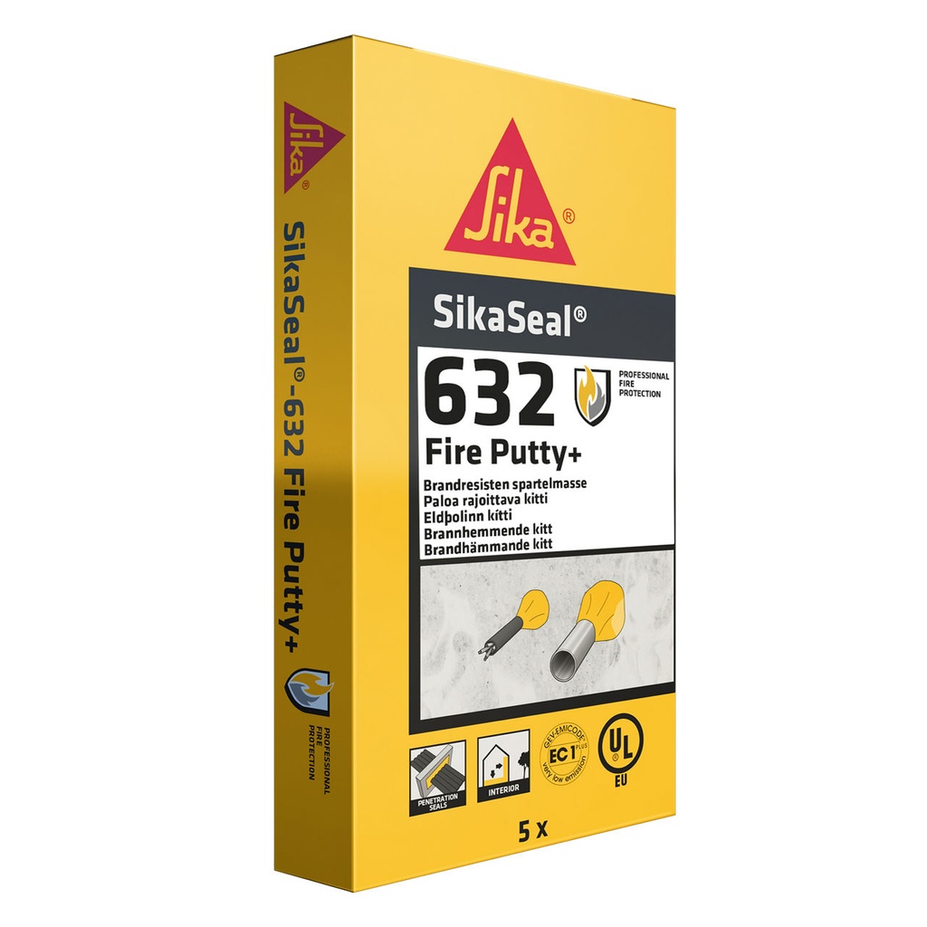 SikaSeal-632 Fire Putty+, Chit rezistent la foc, Interior, Snururi rosii, 5 kg