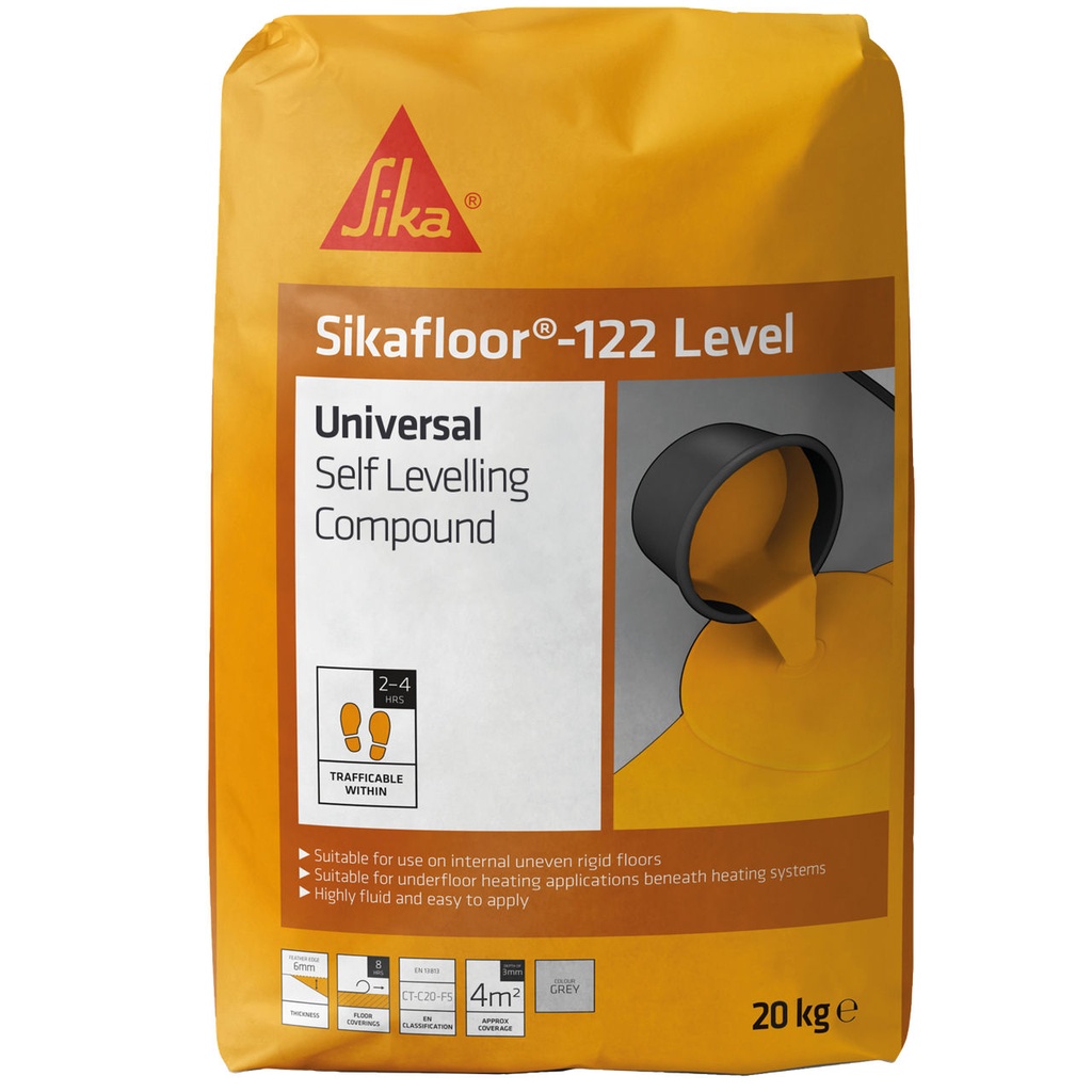 Sikafloor-122 Level Universal, Multi-purpose self-leveller, Interior & Exterior, Grey Powder, 20 kg