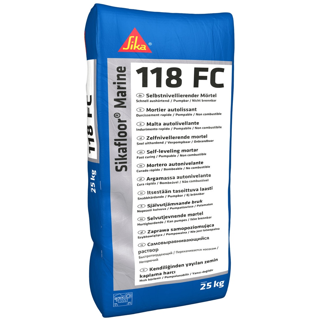 Sikafloor Marine-118 FC, Acoustic self-levelling layer for decks, Interior, Grey, 25 kg