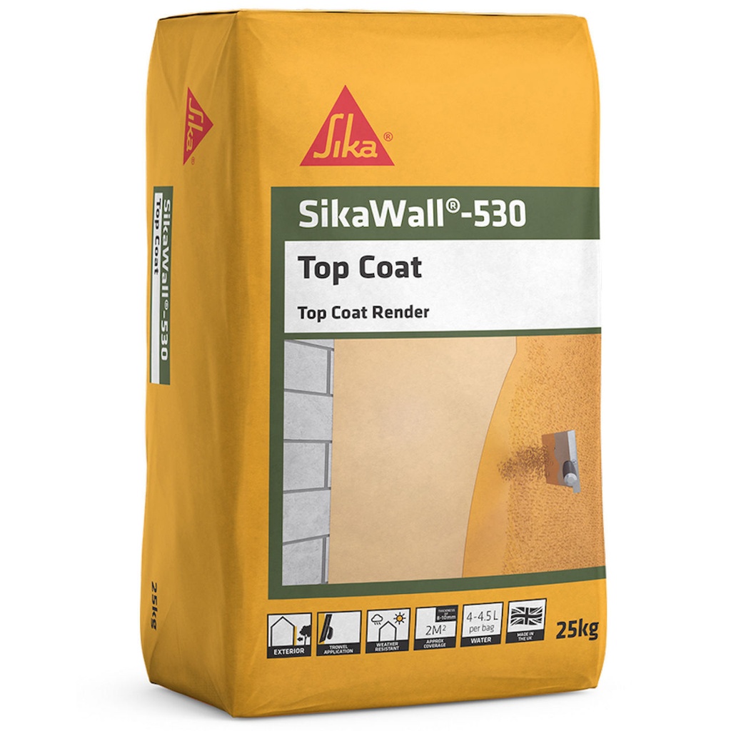 SikaWall-530 Top Coat, Coloured Top Coat for Dry Or Wet Dash Systems, Interior & Exterior, 25 kg