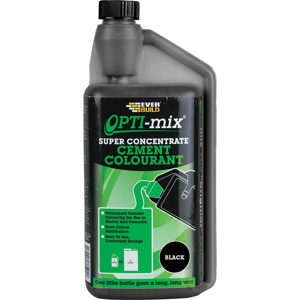 EVERBUILD OPTI-MIX CEMENT COLOURANT, Ultra-Concentrated Cement Pigment, Interior & Exterior, Black, 1 L