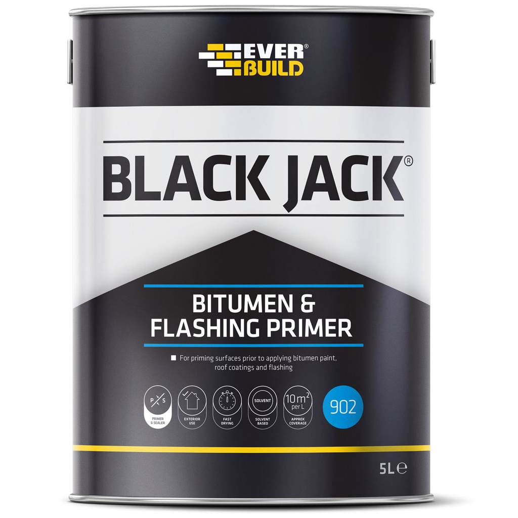 EVERBUILD BLACK JACK 902 BITUMEN & FLASHING PRIMER, Primer for Improving Adhesion Of Bitumen Paints, Interior & Exterior, Black