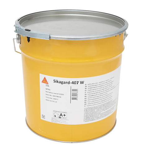 Sikagard-407 W, Acoperire hibrida PU-acrilica lucioasa pentru pereti/plafoane, Exterior, Alb
