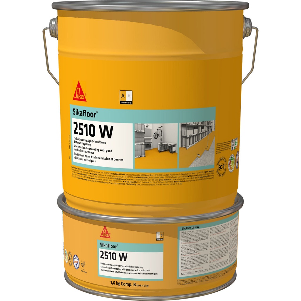 Sikafloor-2510 W, Acoperire epoxidica pe baza de apa, cu COV redus, pentru pardoseli, Interior, Alb, 20 Kg