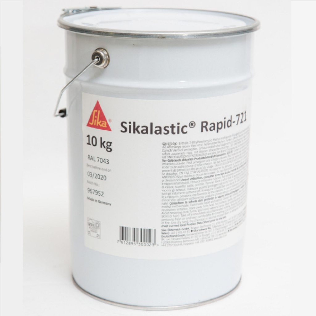 Sikalastic Rapid-721 Thixo, Flexible Fast-Curing Pmma Waterproofing Resin for Detailing, Exterior, Ral 7043 (Dark Grey), 10.2 Kg