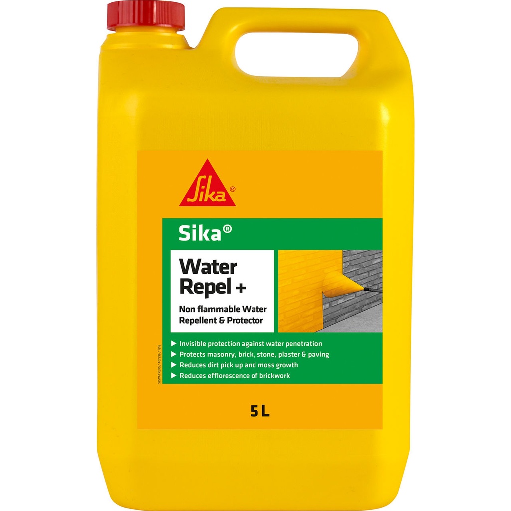 Sika Water Repel+, Non-Flammable Water Repellent for Porous Surfaces, Exterior, White, 5 L 