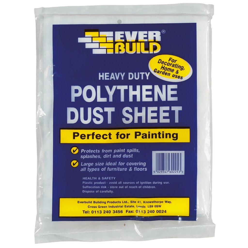EVERBUILD POLYTHENE DUST SHEET, Heavy-Duty Dust Sheet, Interior