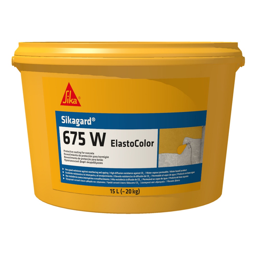 Sikagard-675 W GB ElastoColor, Acoperire de protectie pentru beton si zidarie, Exterior, 15 L