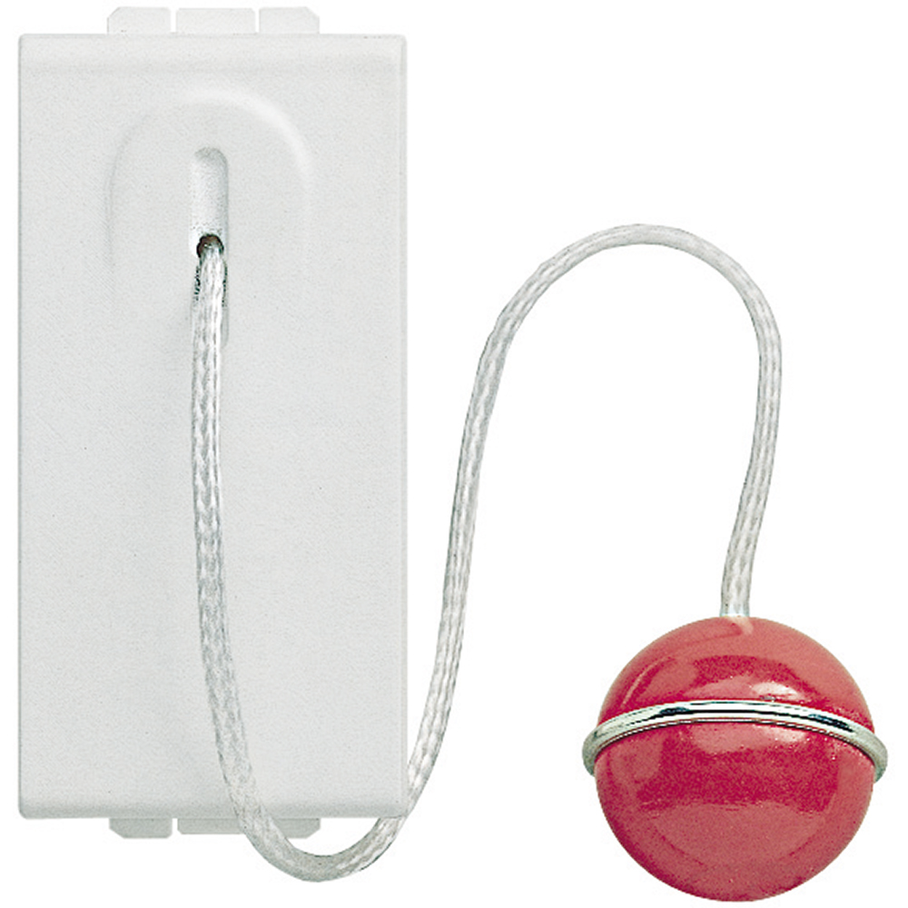 BTicino N4033, Buton Cu Fir De Tragere Living Light 1P, 10 A, 250 Vca, 1 Modul, Alb