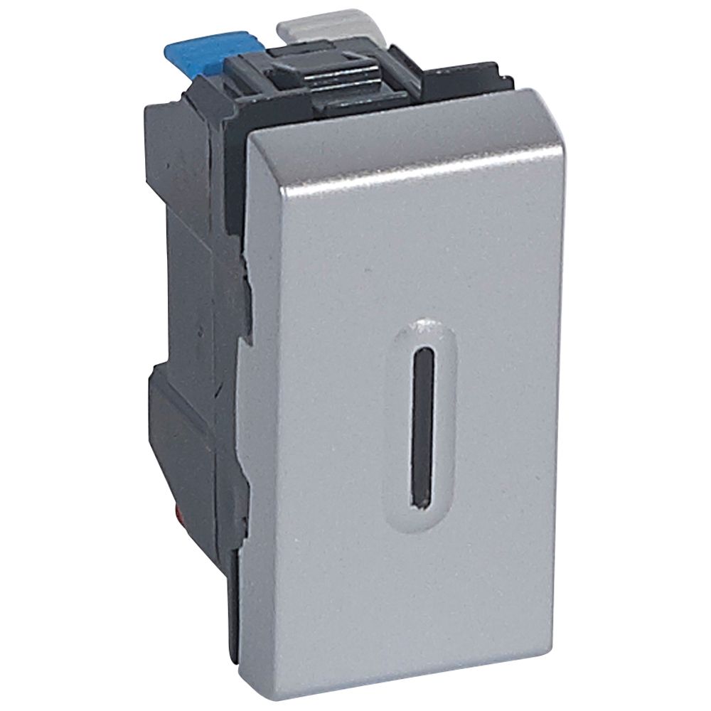 LEGRAND 079202, Mosaic Head Switch, with Led Indicator, 10 AX, 250 V, 1 Module, Aluminum