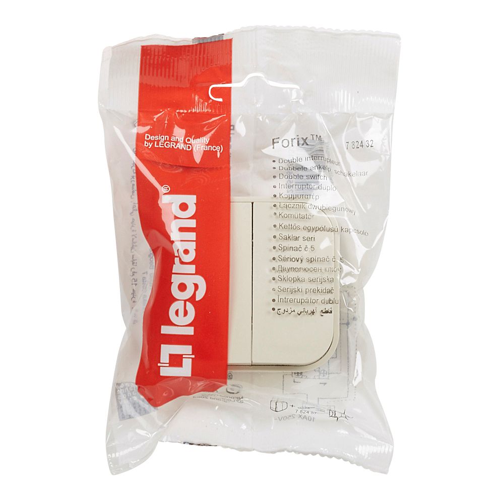 LEGRAND 782432, Double Switch Forix, Visible Mounting, IP 2X, 10 AX, 250 V, Ivory