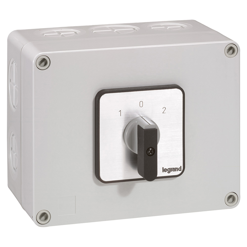LEGRAND 027746, Cam Switch, Reverse Function with "OFF", PR 40, 2P, 50 A, 4 Contacts, Housing 135X170 mm
