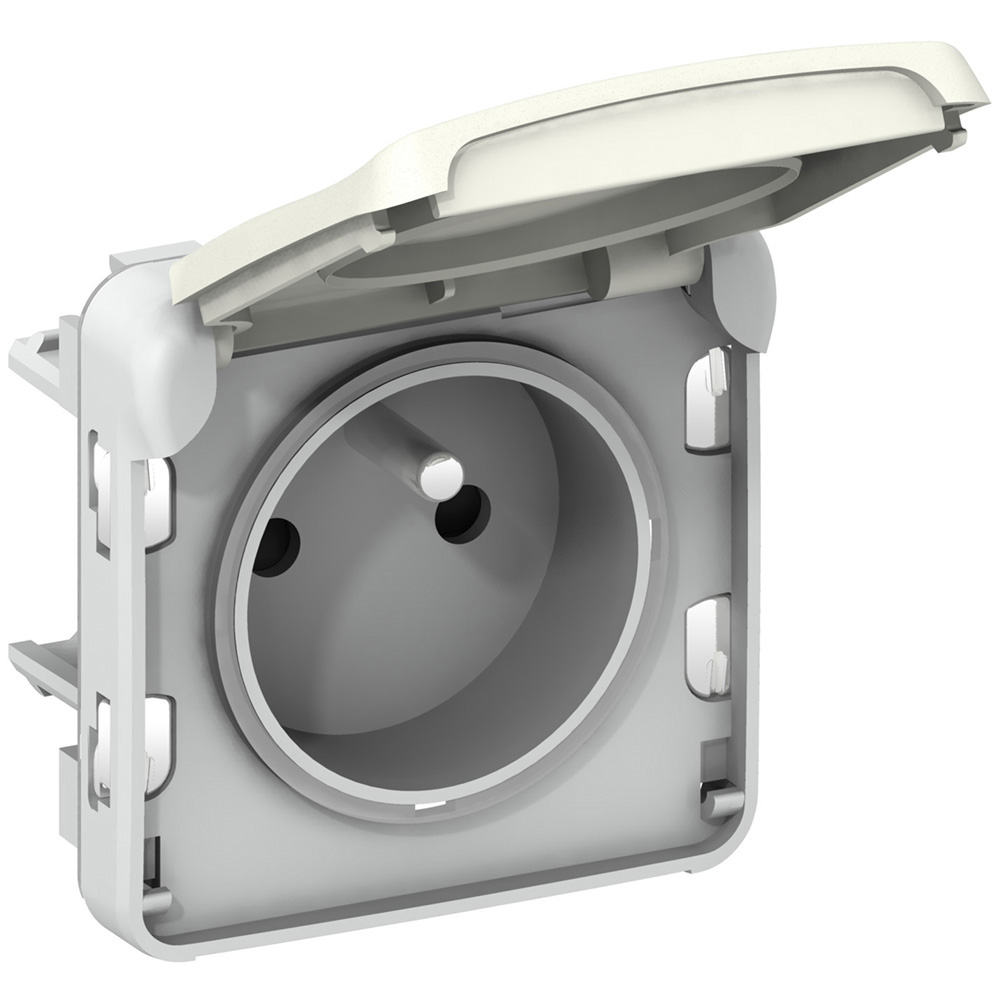 Legrand 069621, Priză Plexo IP 55-Standard Franța-2P+E+Borne Automate, Jaluzele-Modular-Alb