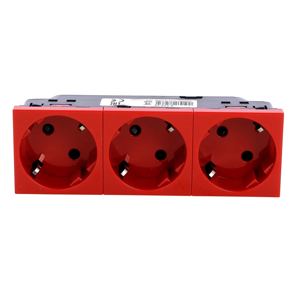 LEGRAND 077273, Multi Socket, support Socket 3 x 2P+E Automatic Terminals, Red