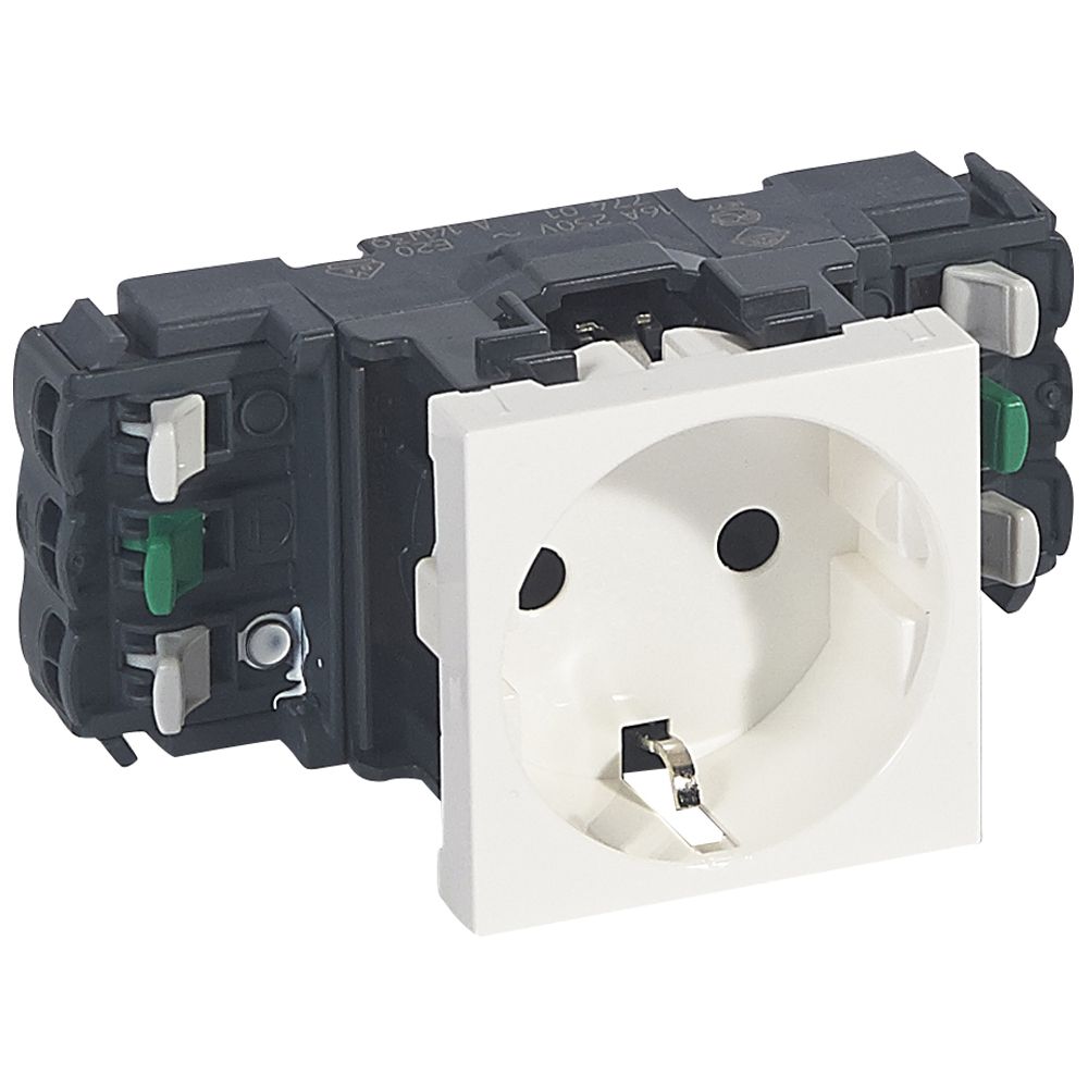 LEGRAND 077401, Mosaic Socket, Automatic Terminal Connection, 2P+E, 2 Modules, Standard