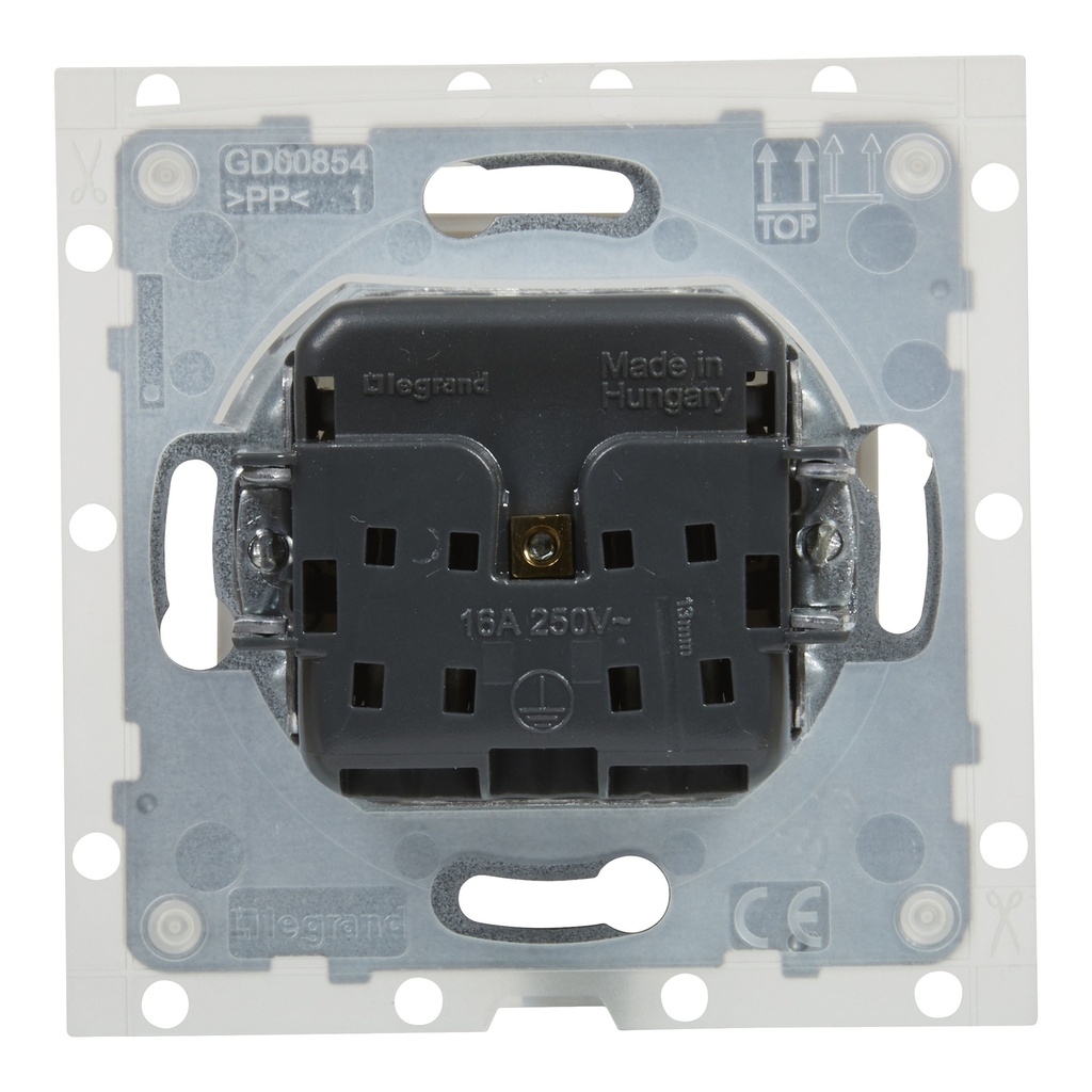 LEGRAND 721186, 2P+E Socket, French Standard, IP44, Term Aut, Prot, White