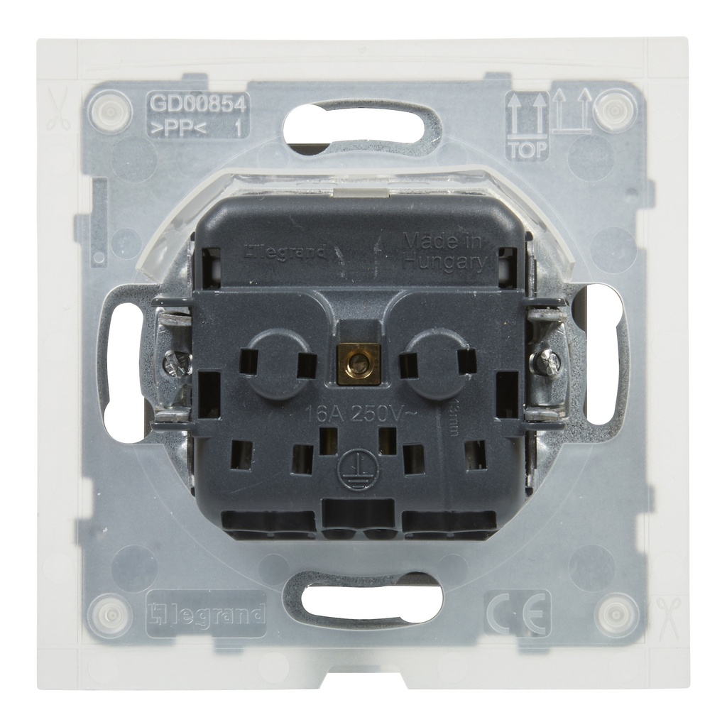 Legrand 721323, Priza 2P+T, IP44, Term Aut., Protecție Copii, Alu