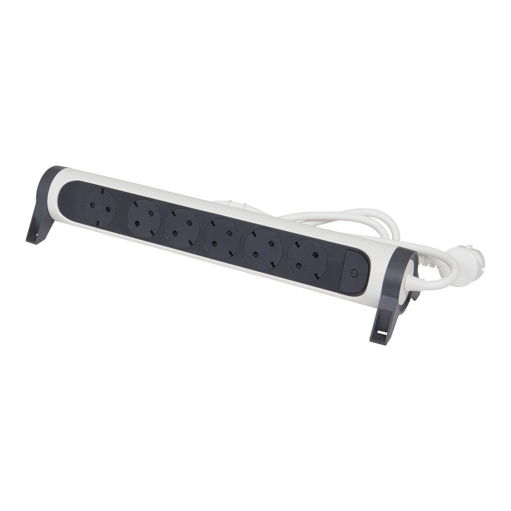 Legrand 694533, Bloc Multipriza Mobil Premium Rotativ 6X2P+T, Cu Intrerupator 1.5 m, Alb-Negru