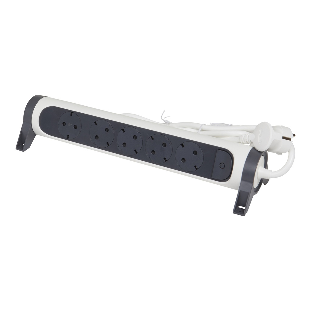 Legrand 694538, Bloc Multipriza Mobil Premium Rotativ 5X2P+T, Cu Intrerupator 3 m, Alb-Negru