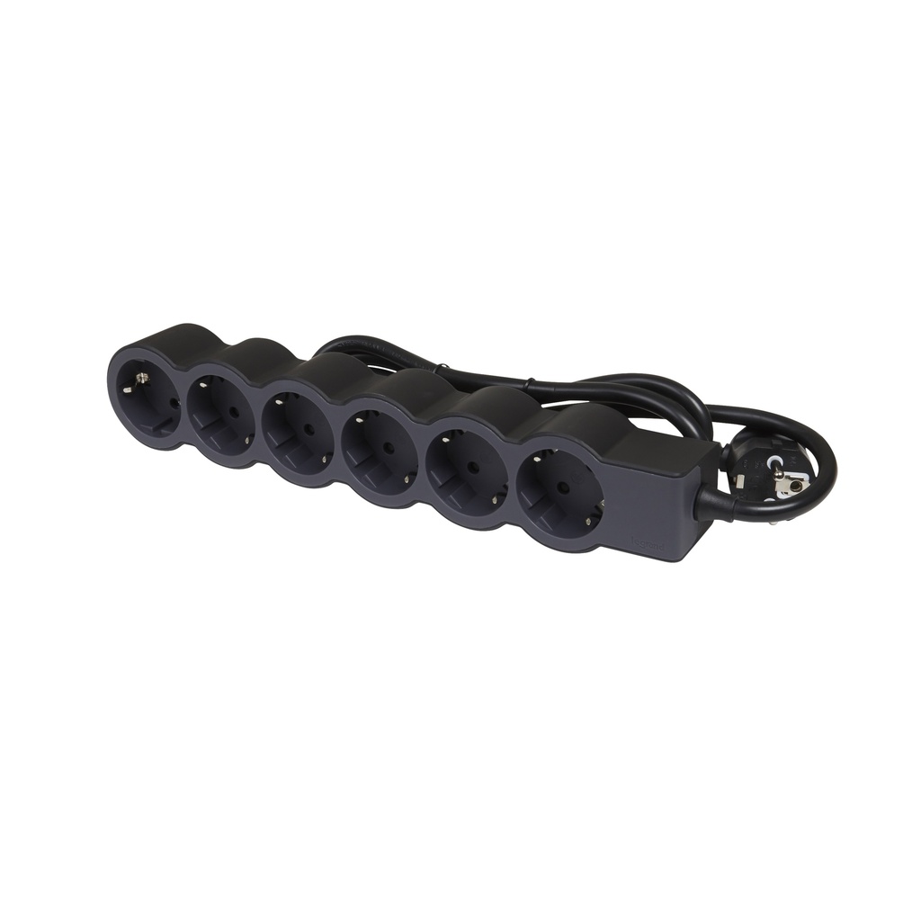 Legrand 694566, Bloc Multipriza Mobil Standard 6X2P+T, 3 m, Negru