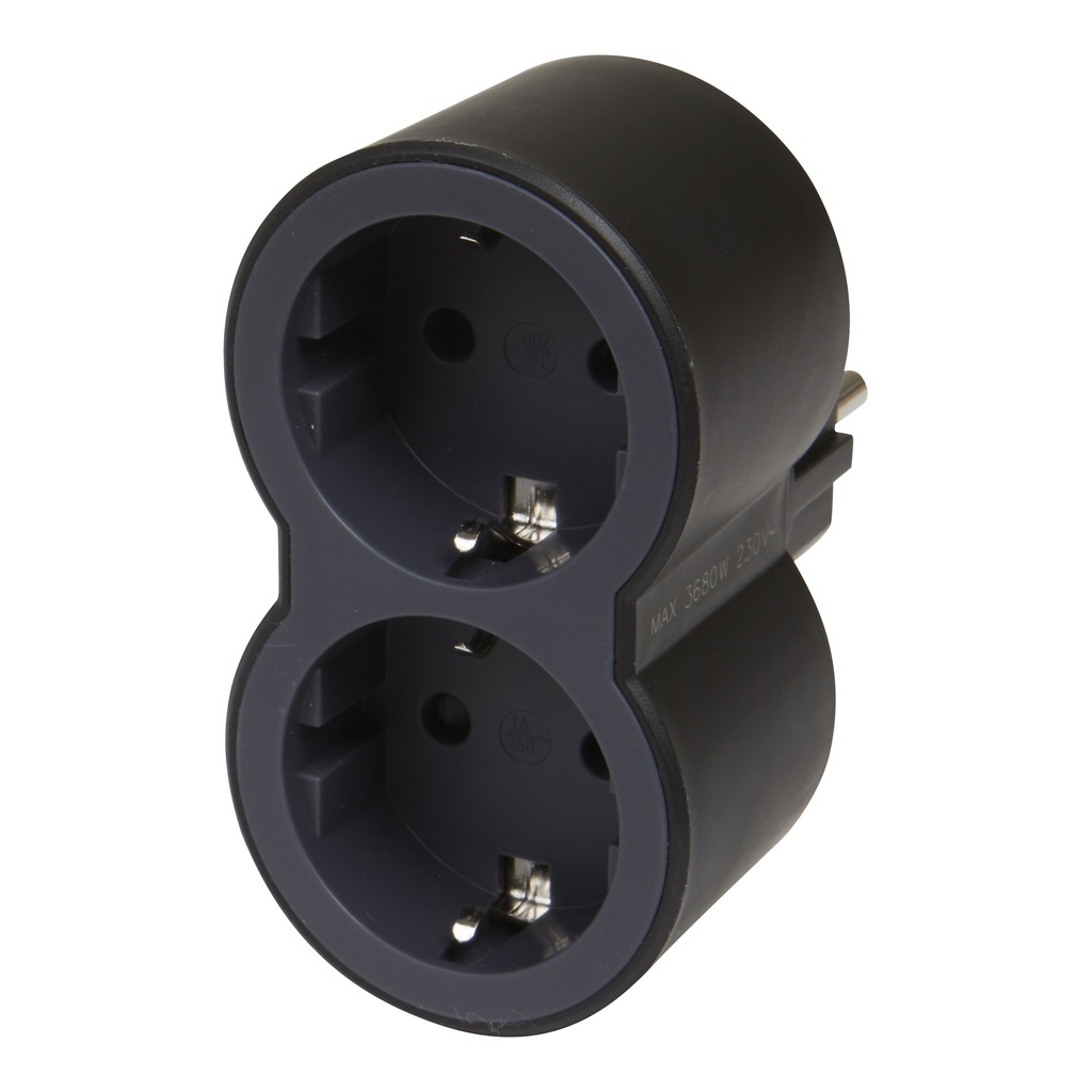 LEGRAND 694517, Double Socket Block Front Standard 2P+E 16A Black