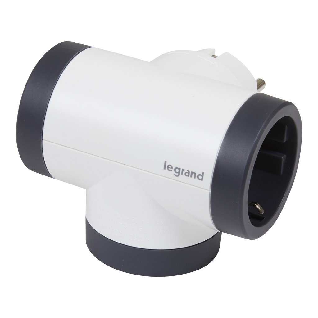 LEGRAND 694522, Premium Rotary Side Outlet Socket Block 2 x 2P+E 16A and USB A+C Black, white