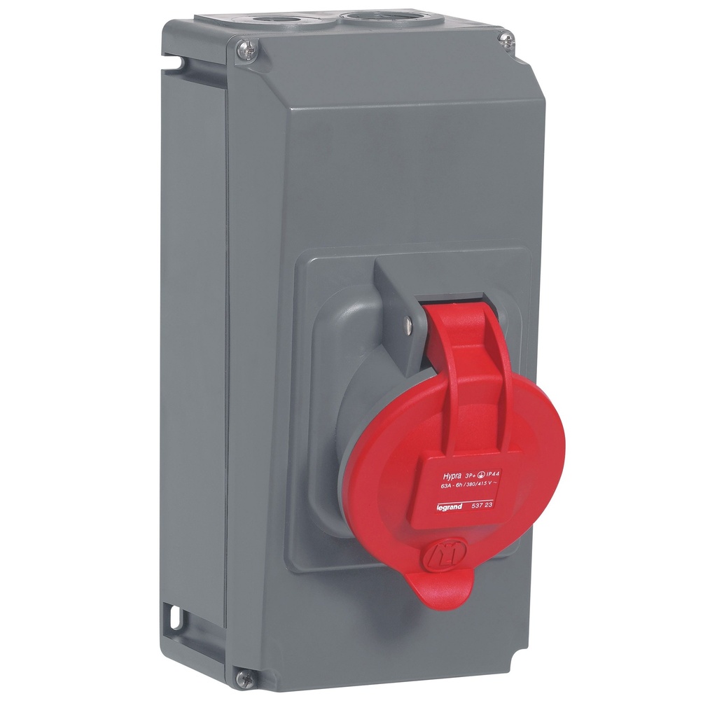 LEGRAND 053723, Hypra Surface-mounted Socket, IP 44, 380/415 V, 63 A, 3P+E, Plastic