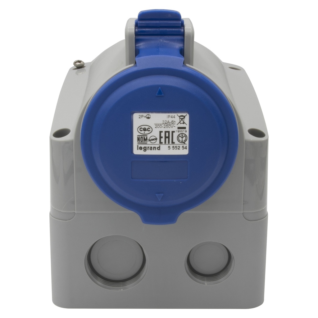 LEGRAND 555254, Surface-mounted Socket P17, IP44, 200/250 V, 32 A, 2P+E