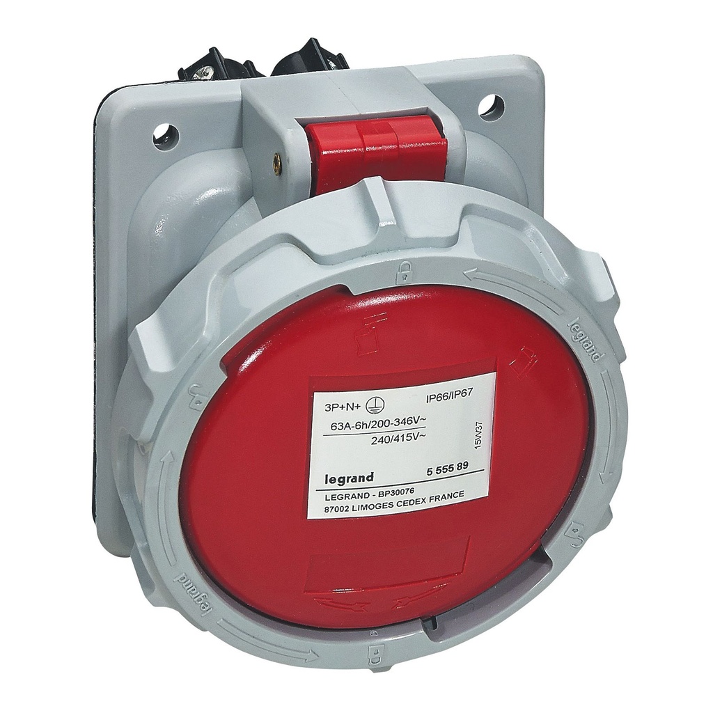 Legrand 555589, Panel MountiNegru Socket P17 Pro IP66/67 380/415 V, 63 A, 3P+N+E