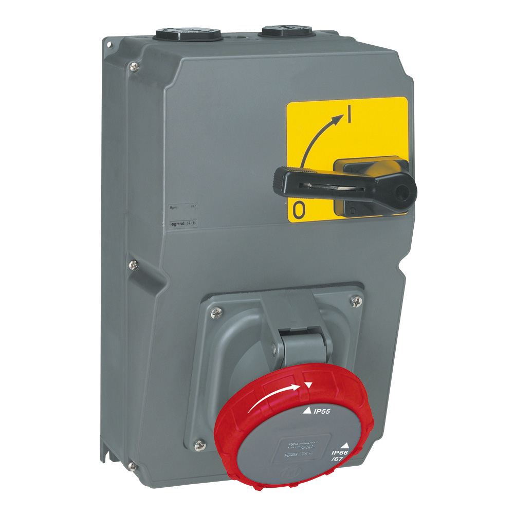LEGRAND 059115, Hypra Socket with Isolating Switch, IP 66/67/55, 380/415 V, 125A, 3P+N+E