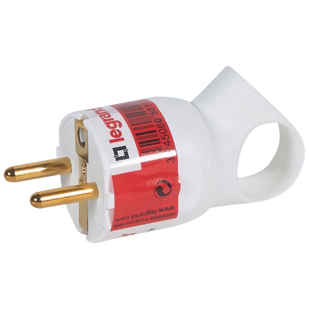 LEGRAND 050190, 2P+T Plug, 16 A, with Ring, White, with Gencod Labelling