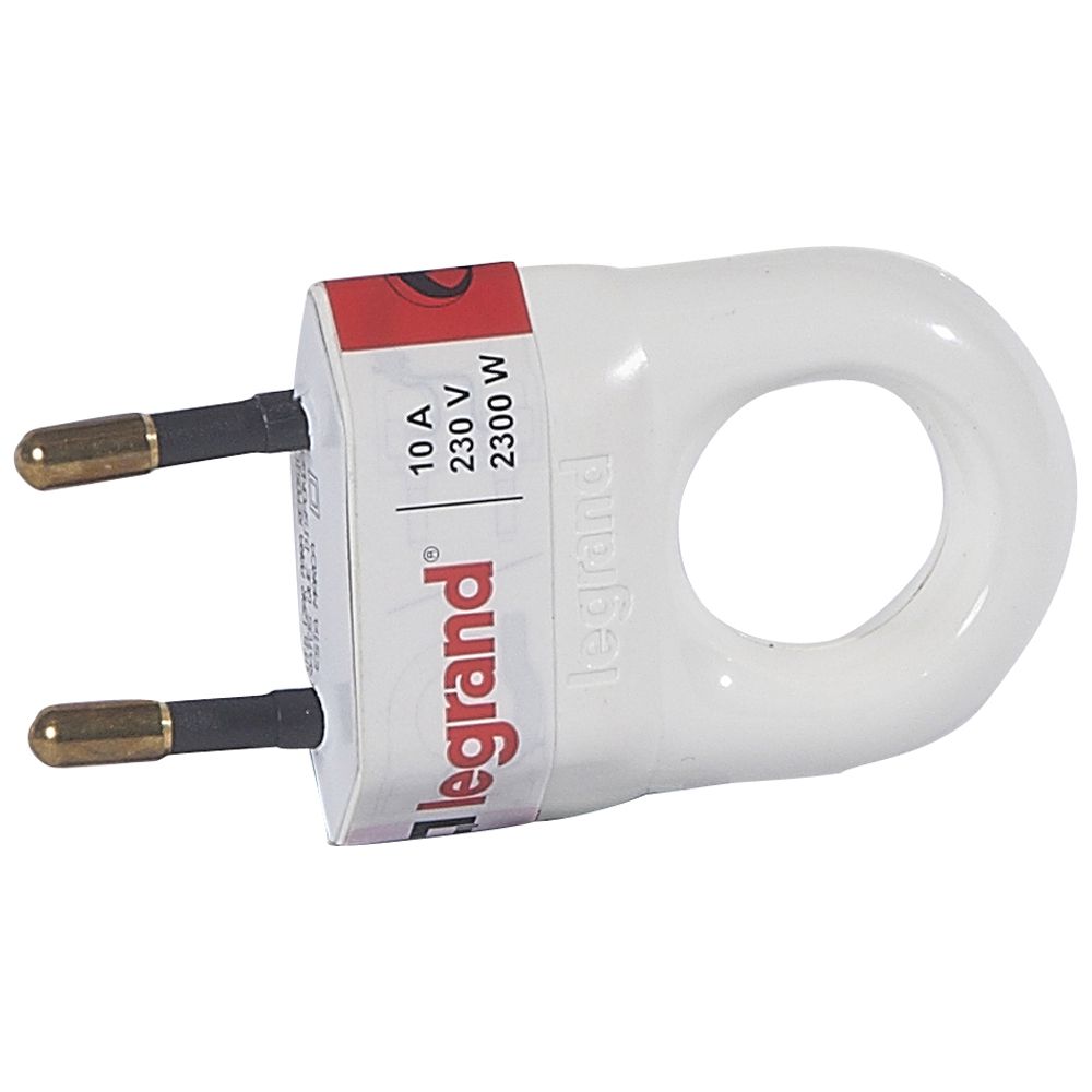 LEGRAND 050312, 2P plug - 10 A - with extraction ring - white - with gencod labeling