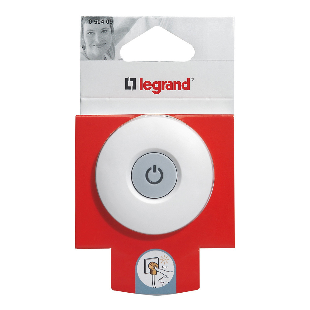 LEGRAND 050409, Plug with 16A Circuit Breaker, White, Gray