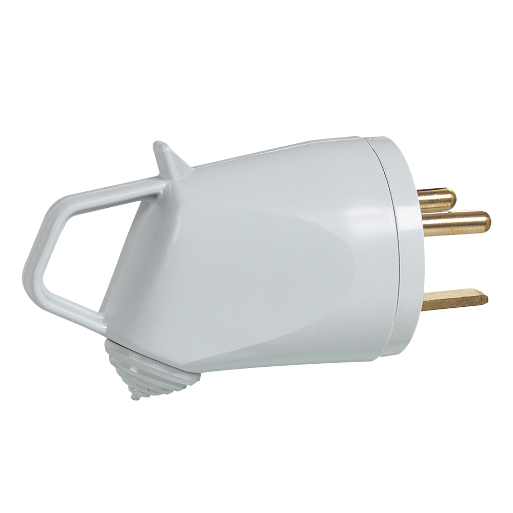 LEGRAND 055632, Plexo Plug 20 A, 2P+T, IP44, IK08, Handle with Side Outlet, Gray