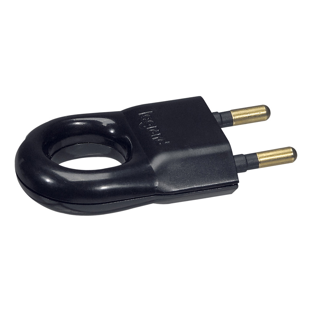 LEGRAND 050163, Plug 2P, 6 A, with Pull Ring, Black, with Gencode Labeling