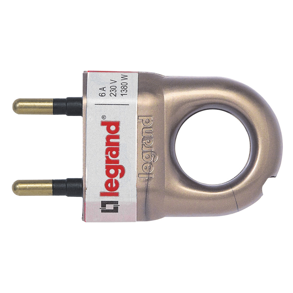 LEGRAND 050164, 2P Plug, 6 A, with Pull Ring, Bronze, with Gencode Labeling