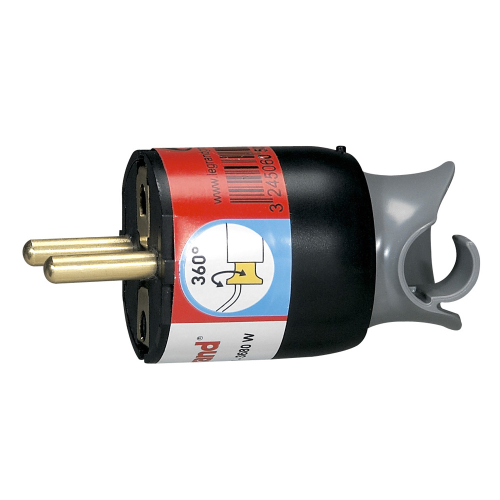 LEGRAND 050173, 2P+T Plug, 16 A, with Cable Orientation Accessory, Black-Gray, with Gencode Labeling