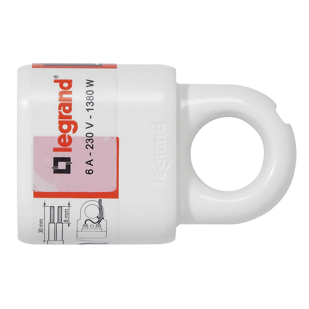LEGRAND 050166, 2P Mobile Socket, 6 A, with Pull-Out Ring, White, with Gencode Labeling