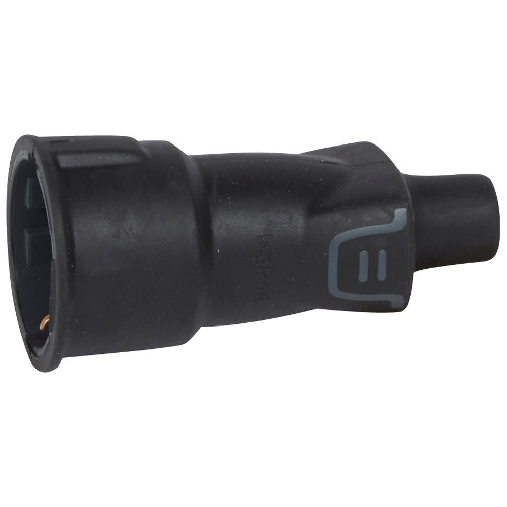 LEGRAND 050343, IP44, IK08 2P+T 16A Rubber Mobile Socket with Screw Fastening Black