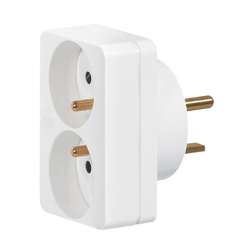 LEGRAND 090038, 2P+T Adapter, Connection Of 2 X 16 A Plugs To 1 X 20 A Socket, White