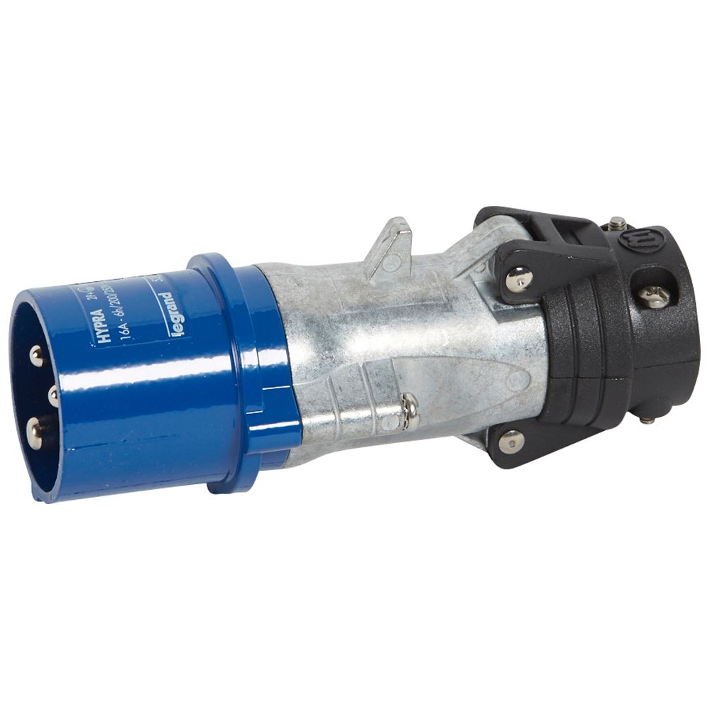 LEGRAND 052142, Hypra Straight Plug, IP 44, 200/250 V, 16 A, 2P+E, Metal