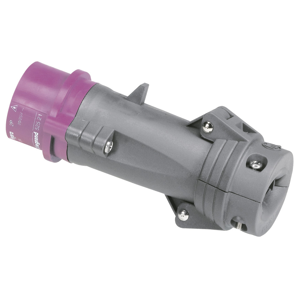 LEGRAND 052521, Hypra Straight Plug, IP 44, 20/25 V, 32 A, 2P, Plastic