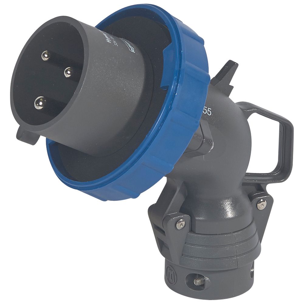Legrand 053006, Fișă Unghiulară Hypra, IP 66/67, 55, 200/250 V, 32 A, 2P+E, Plastic