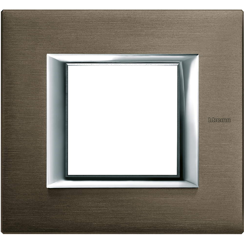 BTICINO HA4802BR, Axolute Rectangular Frame, Anodized Aluminum, 2 Modules, Bronze
