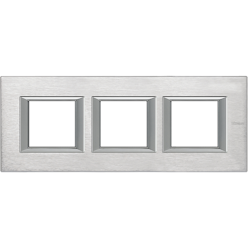 BTICINO HA4802M3HCR, Axolute Rectangular Frame, Anodized Aluminum, 2+2+2 Horizontal Modules, Chrome