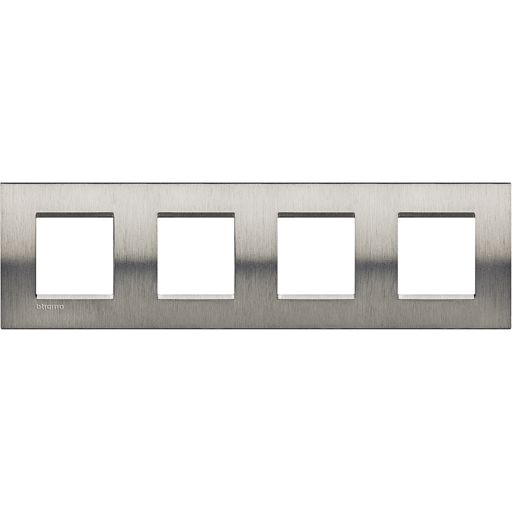 BTICINO LNA4802M4ACS, Living Light 2+2+2+2 Frame with 71 mm Spacing, Polished Steel
