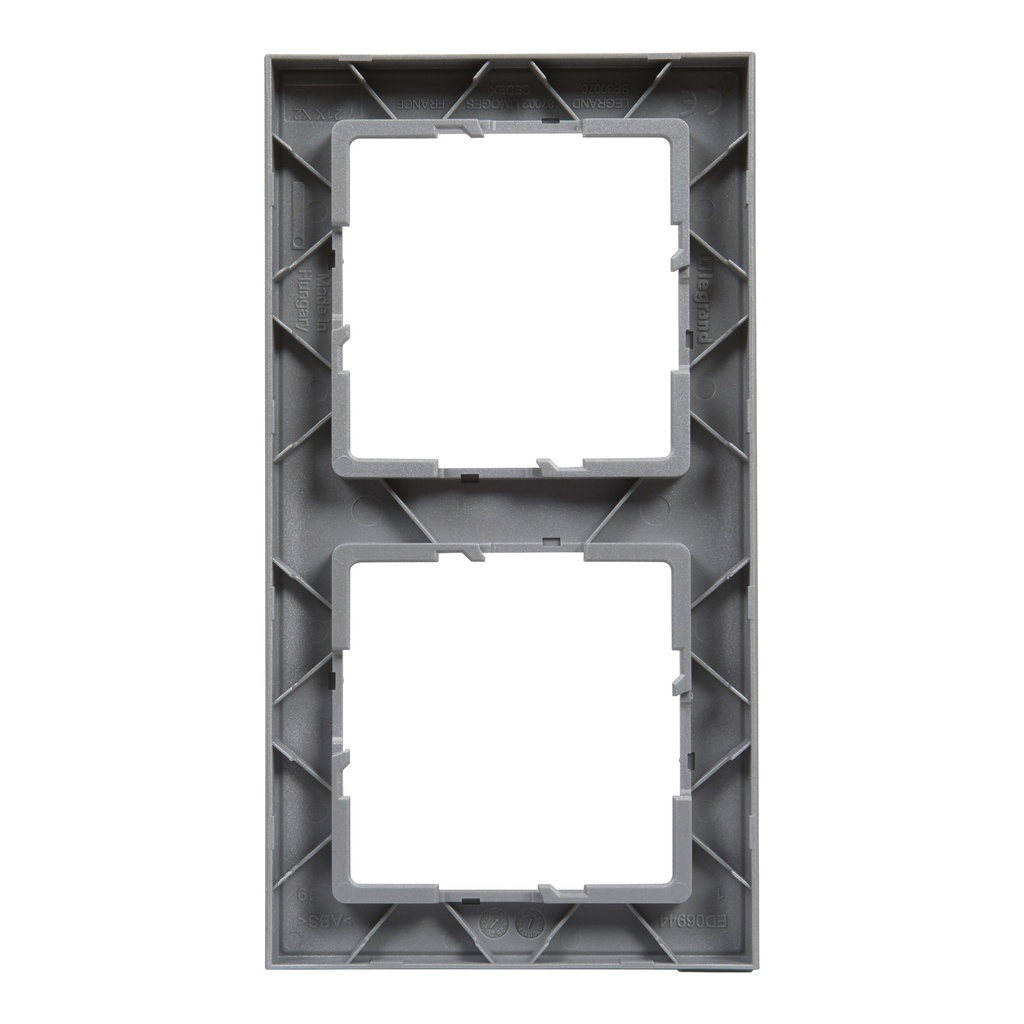 LEGRAND 721562, 2 Modules Frame, Brushed Aluminum