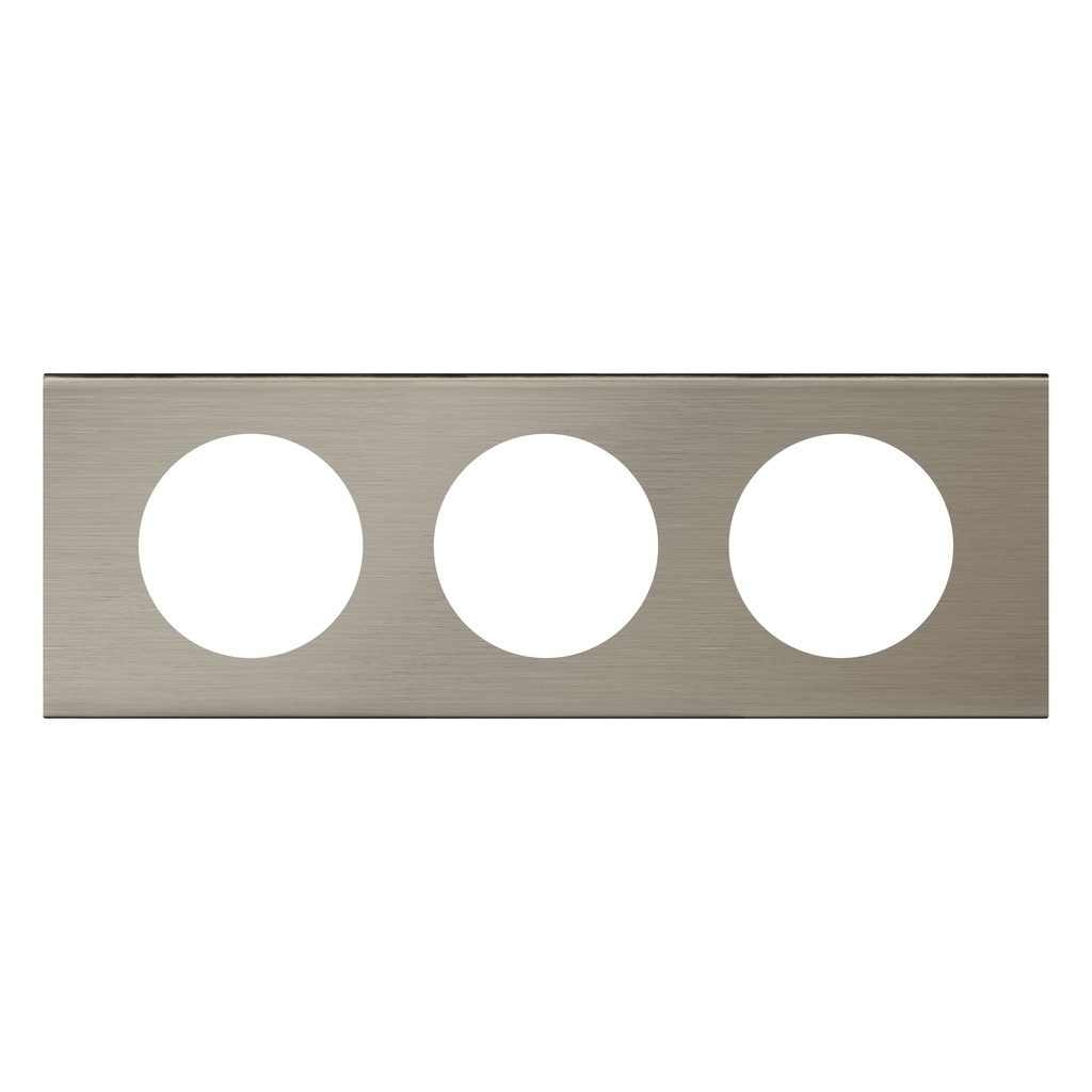 LEGRAND 069103, Céliane Plate, Materials, 3 Modules, Brushed Stainless Steel